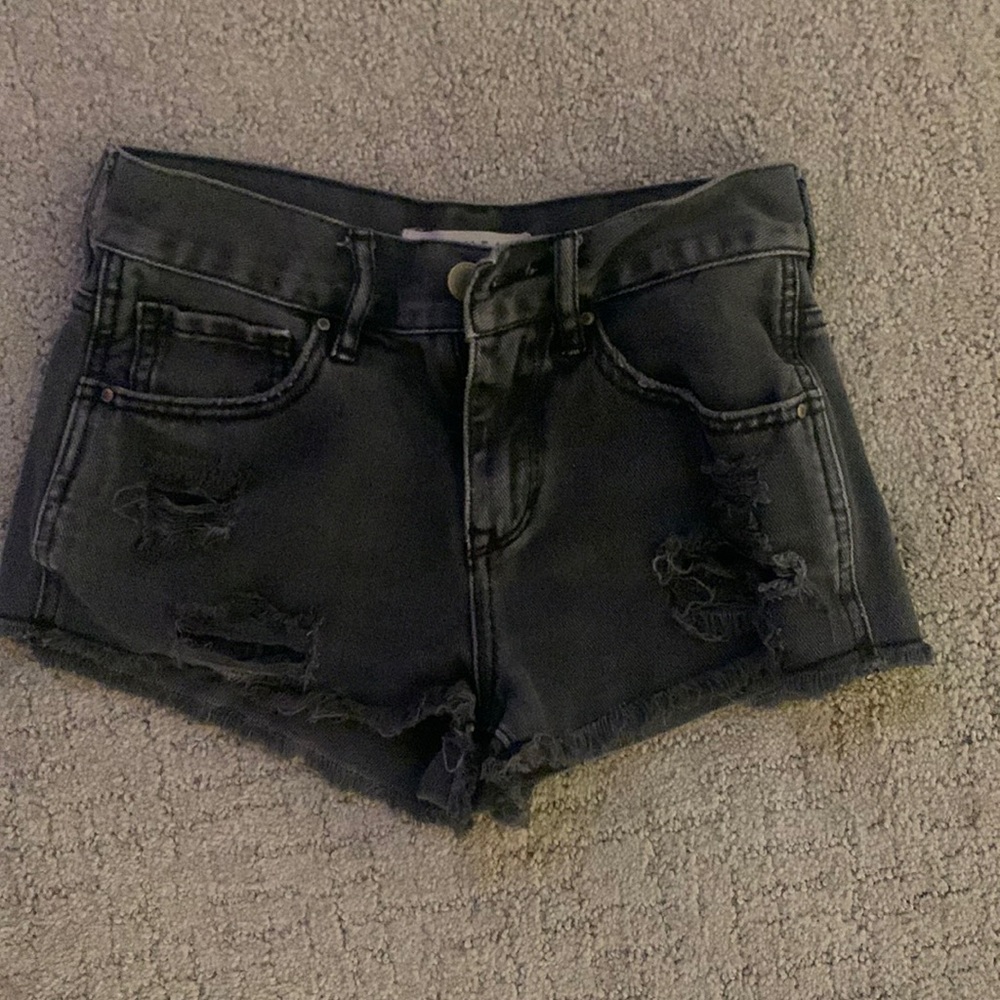 Black jean shorts